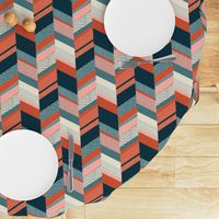 Small Chevron with Textures / Orange and Persian Green