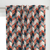 Small Chevron with Textures / Orange and Persian Green