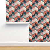 Chevron with Textures / Orange and Persian Green