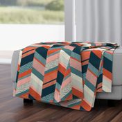 Chevron with Textures / Orange and Persian Green