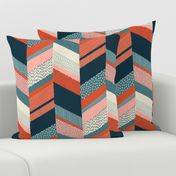 Chevron with Textures / Orange and Persian Green