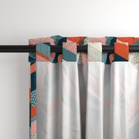 Chevron with Textures / Orange and Persian Green