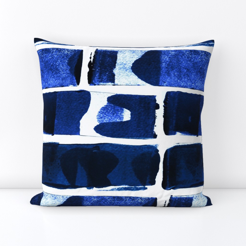 Cobalt Blue and white modern brick large