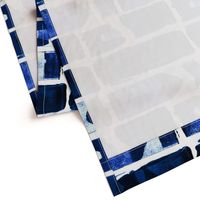 Cobalt Blue and white modern brick large