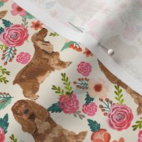 cocker spaniel florals cream dog breed fabric