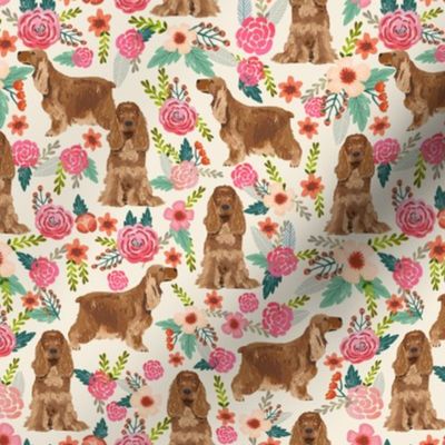 cocker spaniel florals cream dog breed fabric