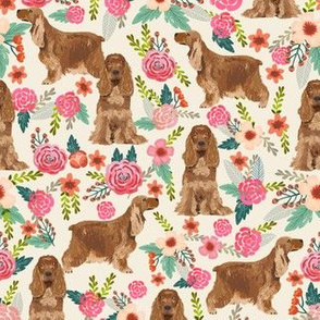 cocker spaniel florals cream dog breed fabric