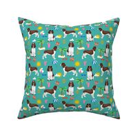 english springer spaniel beach summer tropical vacation dog fabric teal