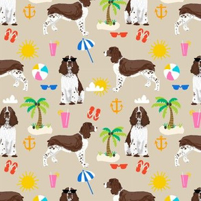 english springer spaniel beach summer tropical vacation dog fabric tan