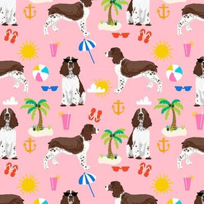 english springer spaniel beach summer tropical vacation dog fabric pink