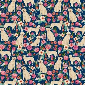 golden retriever florals navy dog breed fabric 