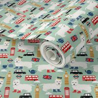 westie london travel england big ben dog breed fabric mint