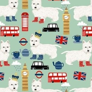 westie london travel england big ben dog breed fabric mint