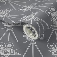 vintage-movie-cameras-white outline on charcoal