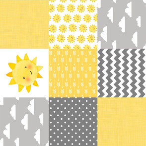 Neutral - Sunshine/Clouds - wholecloth Cheater Quilt - Rotate