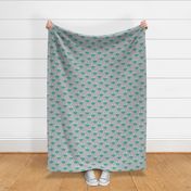 wise teal owls on grey