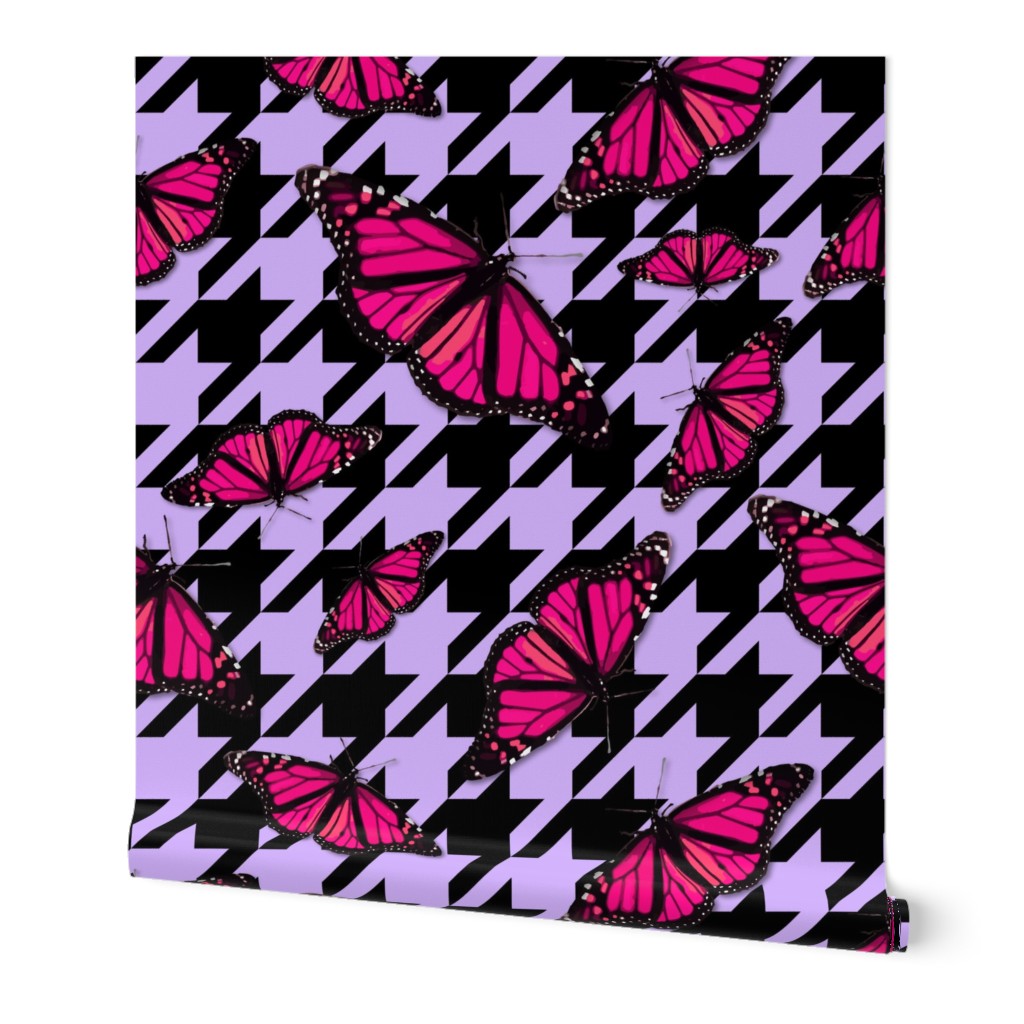 Modern Houndstooth Check Large Scale Fashion Classic, Scattered Butterfly Pattern, Colorful and Clashing Colors, Pink Purple Colorful Fashion Pop Pattern, Chic Purple Black Plaid, Vivid Cerise Pink Retro Hues, Modern Vibes Fashion Statements, Pink Purple 