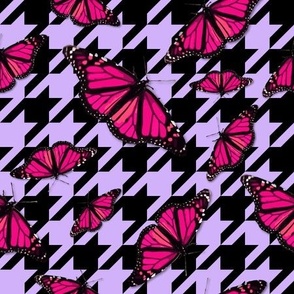 Modern Houndstooth Check Large Scale Fashion Classic, Scattered Butterfly Pattern, Colorful and Clashing Colors, Pink Purple Colorful Fashion Pop Pattern, Chic Purple Black Plaid, Vivid Cerise Pink Retro Hues, Modern Vibes Fashion Statements, Pink Purple 