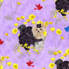 Yorkie - Lilac & Flowers  3 1/2"