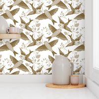 Antique Birds {White}-medium