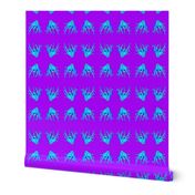 Small - Digitally Handrawn Blue Octopus Swim Meet on Purple