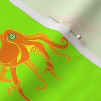 Larage - Orange Octopus Swim Meet on Lime Green 