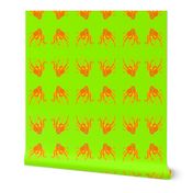 Larage - Orange Octopus Swim Meet on Lime Green 