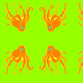 Larage - Orange Octopus Swim Meet on Lime Green 