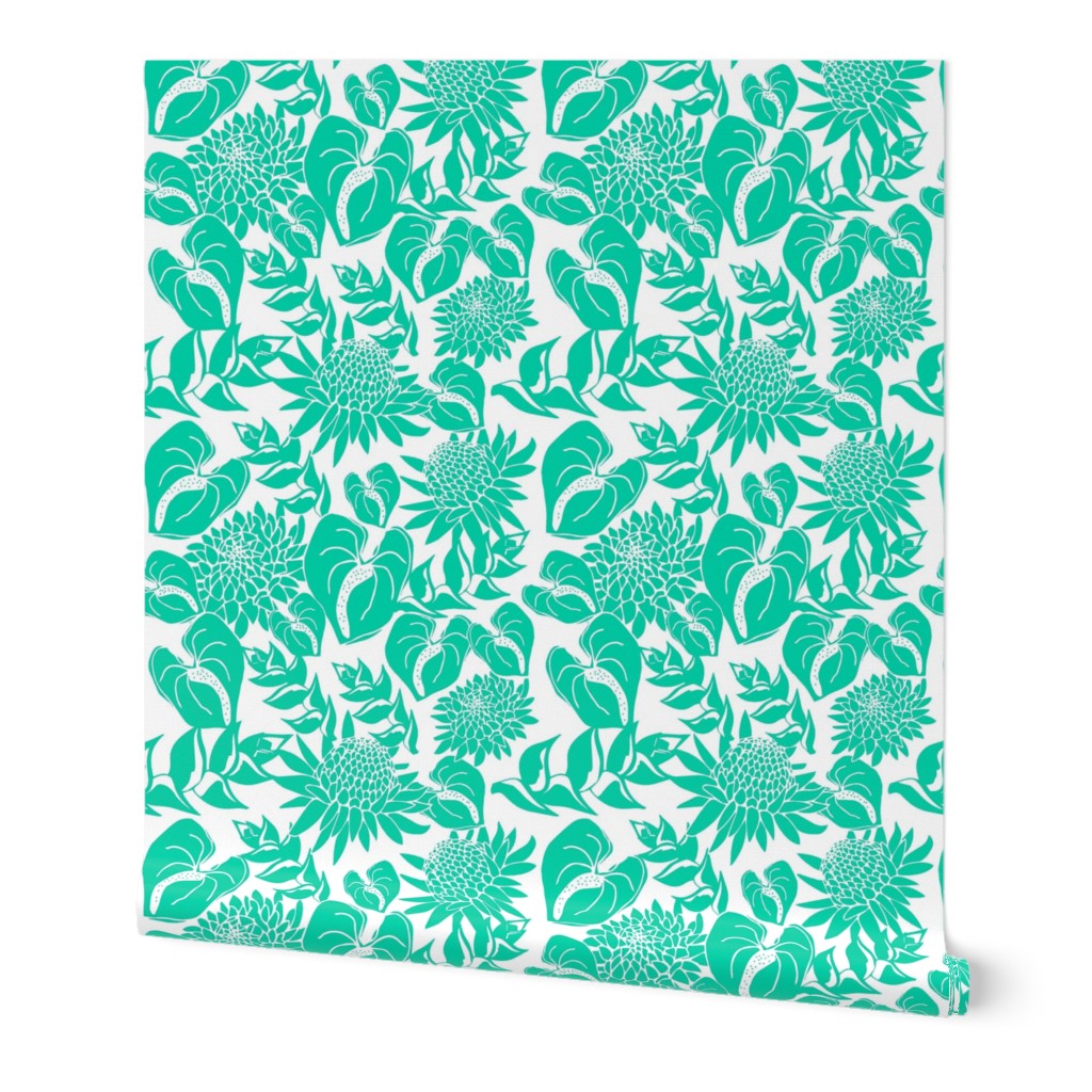 Teal tropical floral