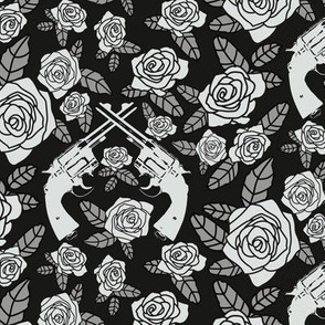Vintage Revolvers on Grey Floral // Small