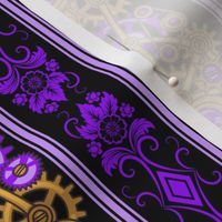 Steampunk Damask Stripes (Purple)