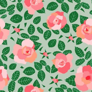 Roses in Pink and Green