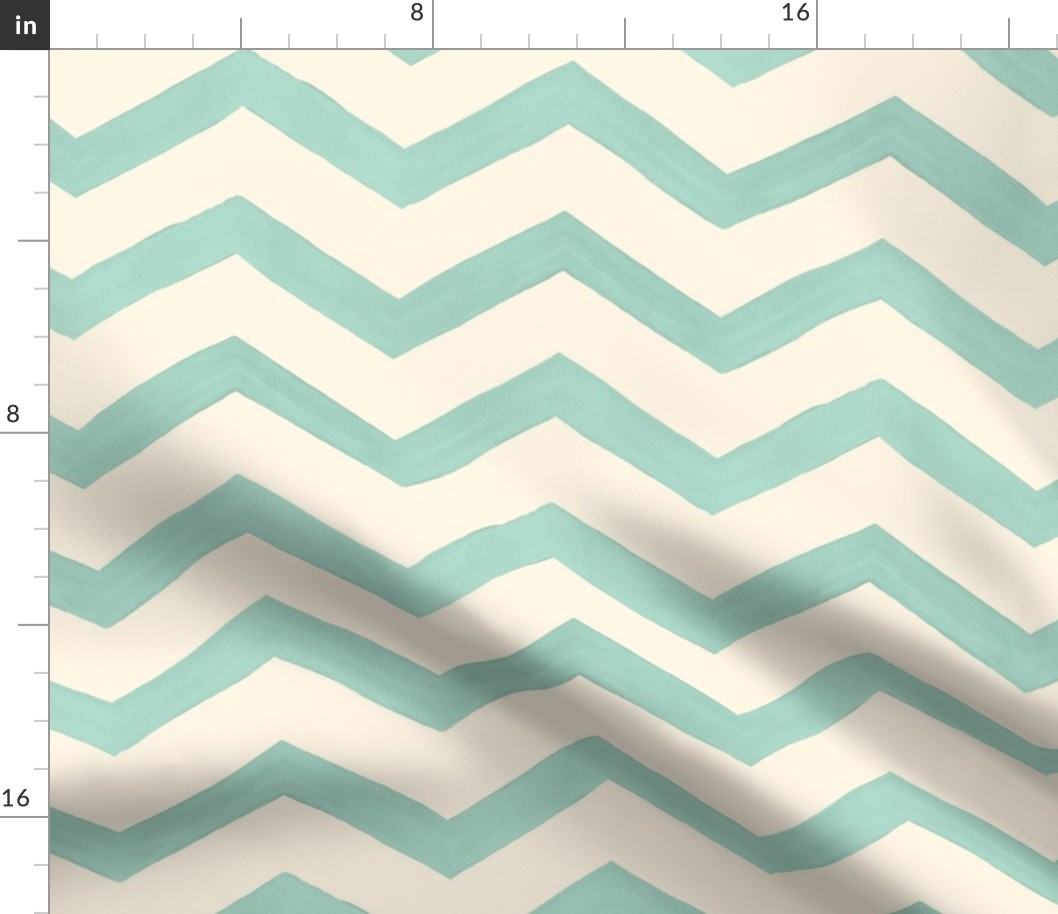 Aqua Watercolor Chevron