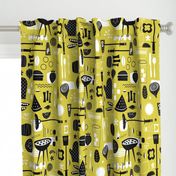 Backyard Barbecue Barkcloth - Mustard