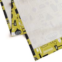 Backyard Barbecue Barkcloth - Mustard