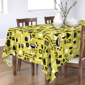 Backyard Barbecue Barkcloth - Mustard