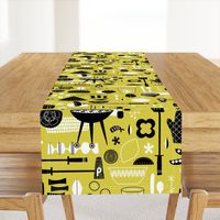 Backyard Barbecue Barkcloth - Mustard