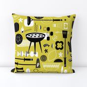 Backyard Barbecue Barkcloth - Mustard