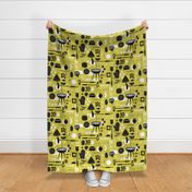 Backyard Barbecue Barkcloth - Mustard