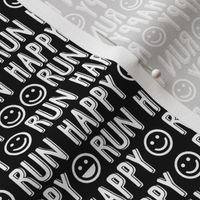 run happy faces black & white