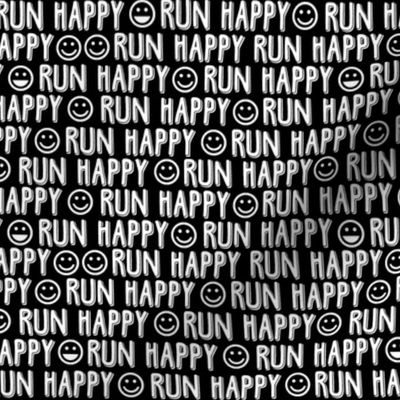 run happy faces black & white