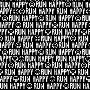 run happy faces black & white