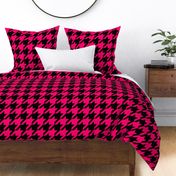 Hot Pink Houndstooth Check, Modern Fashion Fabric, Large Scale Classic Pattern, Color Clash, Vivid Pink Black Houndstooth, Modern Black Pink Fashion Color Palette, Bold Graphic Vibes, Groovy Hippy Psychedelic Seventies Retro Chic, Modern Take Retro Reviva