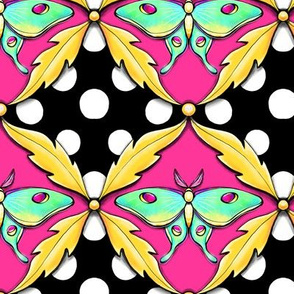 luna moth polka dot damask