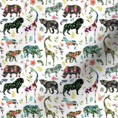 4" Patchwork Tropical Safari - White