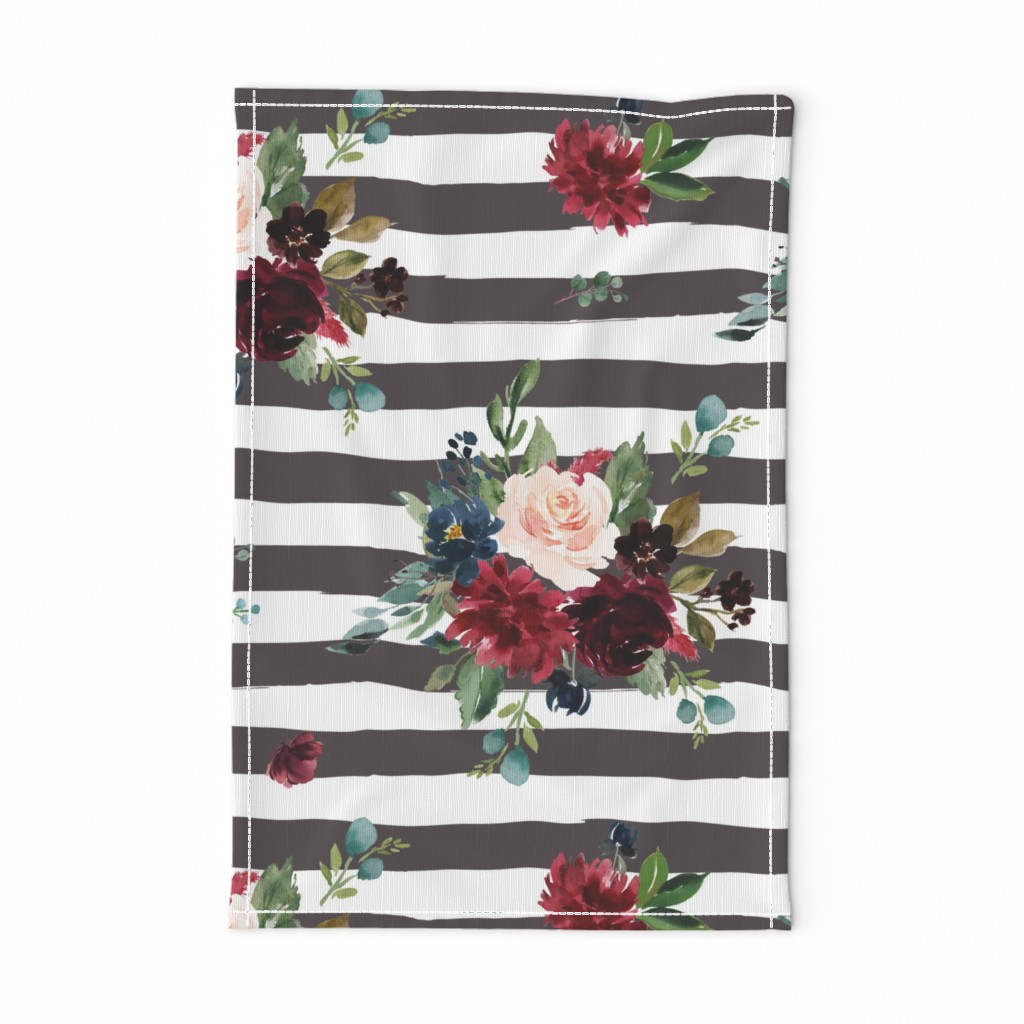 21" Rustic Boho Florals - Brown Stripes