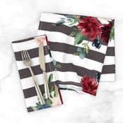 21" Rustic Boho Florals - Brown Stripes
