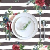 21" Rustic Boho Florals - Brown Stripes