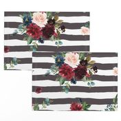 21" Rustic Boho Florals - Brown Stripes