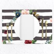 21" Rustic Boho Florals - Brown Stripes